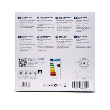 Aigostar - LED stropna svjetiljka LED/12W/230V 3000K promjer 28 cm