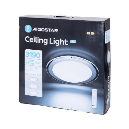 Aigostar - LED prigušivač stropna svjetiljka LED/30W/230V 2700-6500K promjer 42,9 cm krom + daljinsko upravljanje
