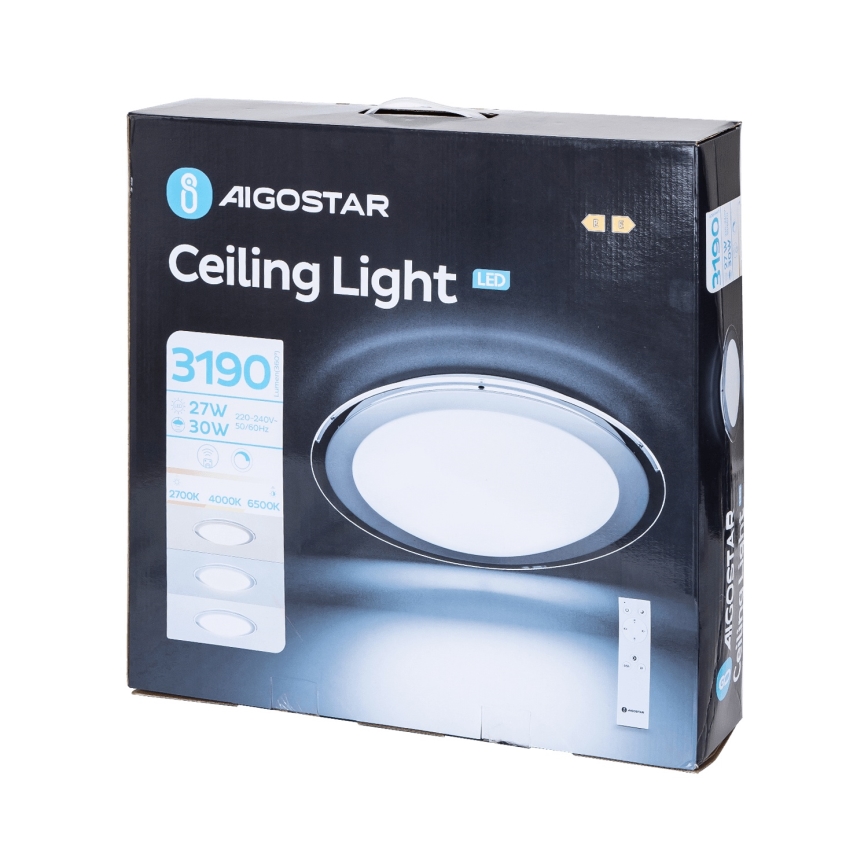 Aigostar - LED prigušivač stropna svjetiljka LED/30W/230V 2700-6500K promjer 42,9 cm krom + daljinsko upravljanje