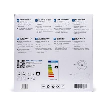 Aigostar - LED Stropna svjetiljka sa senzorom LED/24W/230V 3000K