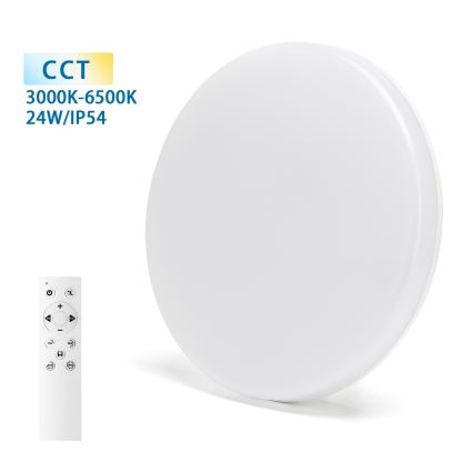 Aigostar - LED prigušivo stropno svjetlo za kupaonicu LED/24W/230V 3000K-6500K IP54 pr. 33 cm + daljinski upravljač
