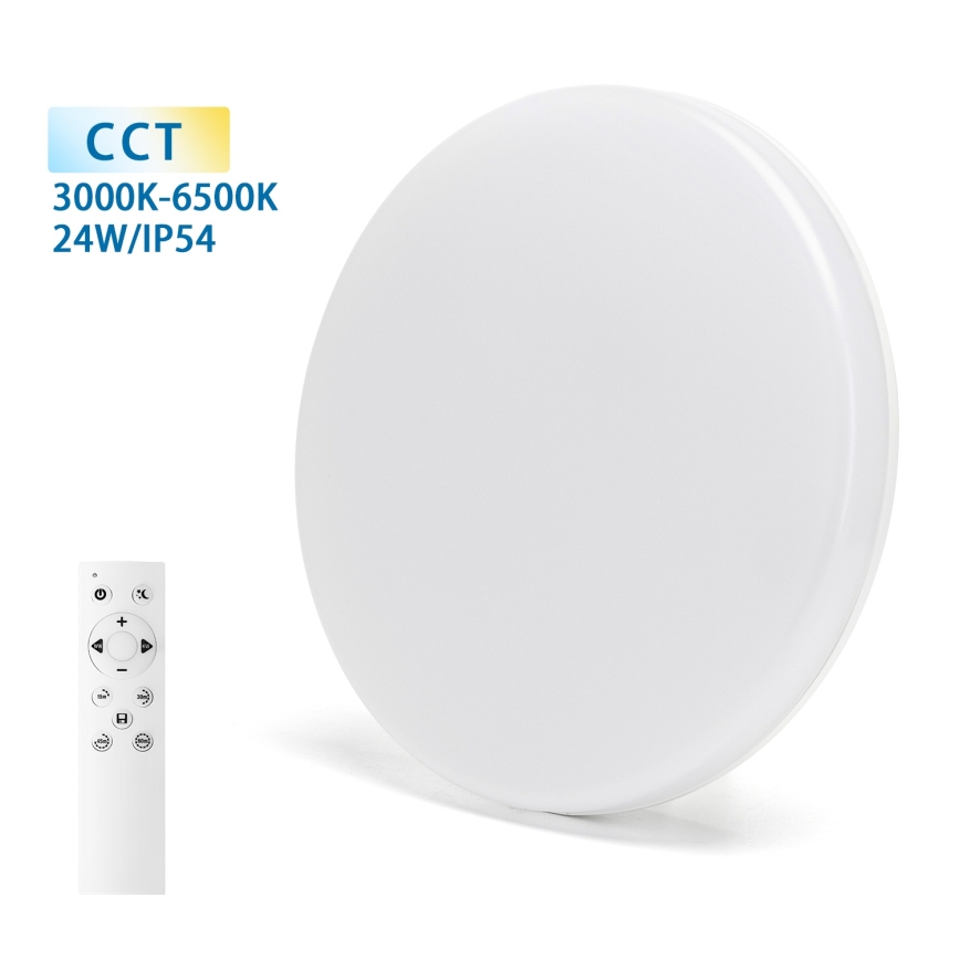 Aigostar - LED prigušivo stropno svjetlo za kupaonicu LED/24W/230V 3000K-6500K IP54 pr. 33 cm + daljinski upravljač