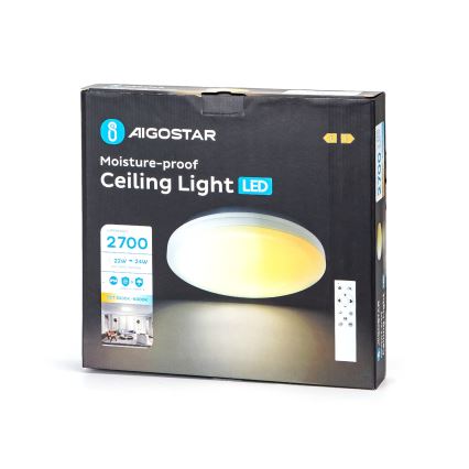 Aigostar - LED prigušivo stropno svjetlo za kupaonicu LED/24W/230V 3000K-6500K IP54 pr. 33 cm + daljinski upravljač