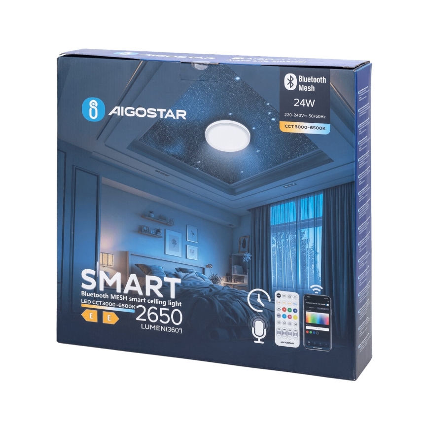 Aigostar - LED Prigušiva stropna svjetiljka za kupaonicu MESH Smart LED/24W/230V 3000-6500K IP44 + daljinski upravljač