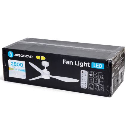 Aigostar - LED stropni ventilator s prigušivanjem svjetla LED/20W/230V 2700-6500K 132cm bijeli + daljinski upravljač