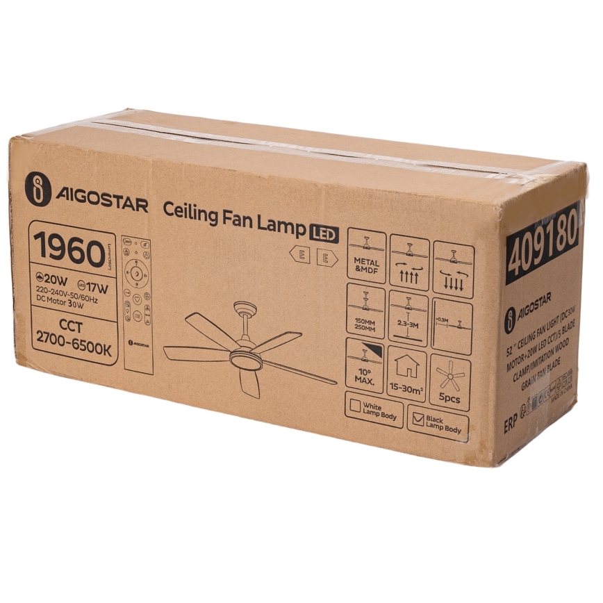 Aigostar - LED stropni ventilator s prigušivanjem svjetla LED/20W/230V 2700-6500K 132cm bež + daljinski upravljač