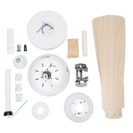 Aigostar - LED stropni ventilator s prigušivanjem svjetla LED/20W/230V 2700-6500K 132cm bijela/bež + daljinski upravljač