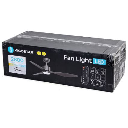 Aigostar - LED stropni ventilator s prigušivanjem svjetla LED/20W/230V 2700-6500K 132cm crni + daljinski upravljač