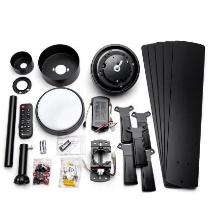 Aigostar - LED stropni ventilator s prigušivanjem svjetla LED/20W/230V 2700-6500K 132cm crni + daljinski upravljač