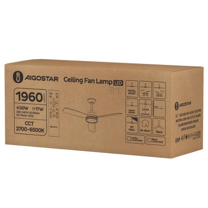 Aigostar - LED stropni ventilator s prigušivanjem svjetla LED/20W/230V 2700-6500K 132 cm smeđa + daljinski upravljač