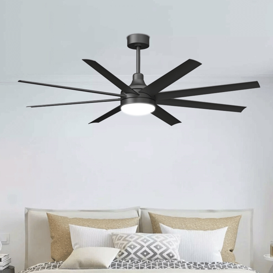 Aigostar - LED stropni ventilator s prigušivanjem svjetla LED/24W/230V 2700-6500K 165cm crni + daljinski upravljač