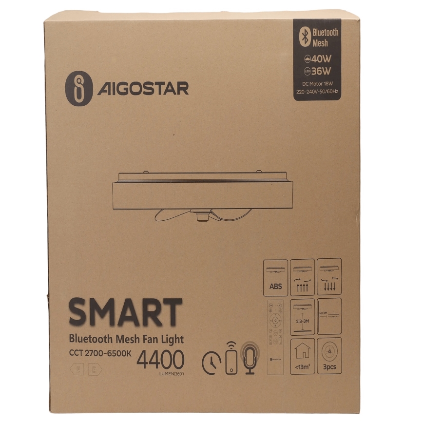 Aigostar - LED stropna svjetiljka s ventilatorom MESH LED/40W/230V 2700-6500K crna + daljinski upravljač