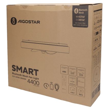 Aigostar - LED stropna svjetiljka s ventilatorom MESH LED/40W/230V 2700-6500K crna + daljinski upravljač