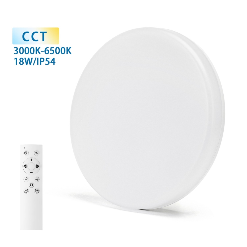 Aigostar - LED stropna svjetiljka za kupaonicu s prigušivanjem LED/18W/230V 3000-6000K IP54 + daljinski upravljač