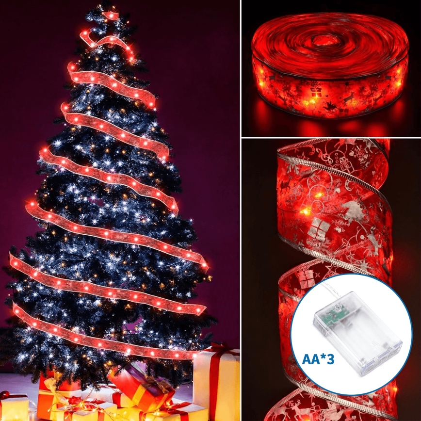 Aigostar - LED lanac 20xLED/3xAA 2 m topla bijela crvena