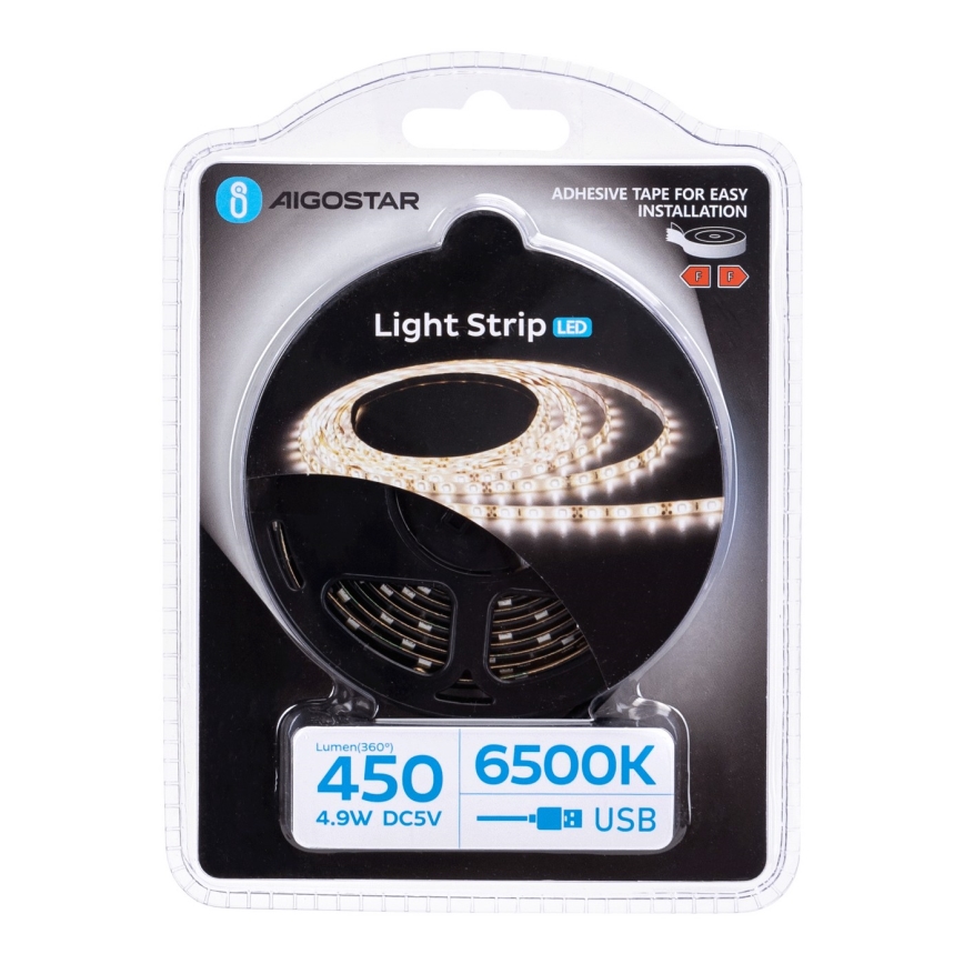 Aigostar - LED Traka 2m LED/4,9W/5V 6500K IP65 crna