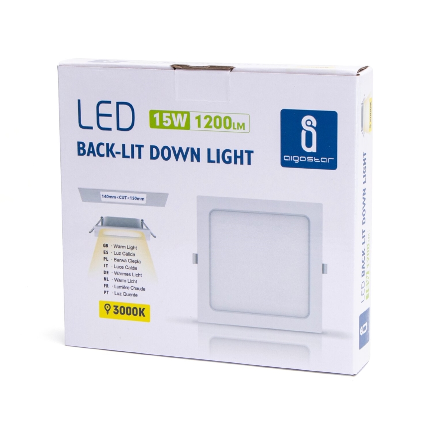 Aigostar - LED Ugradbena svjetiljka LED/15W/230V 17,5x17,5 cm 3000K bijela