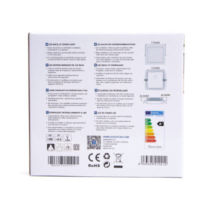 Aigostar - LED Ugradbena svjetiljka LED/15W/230V 17,5x17,5 cm 3000K bijela