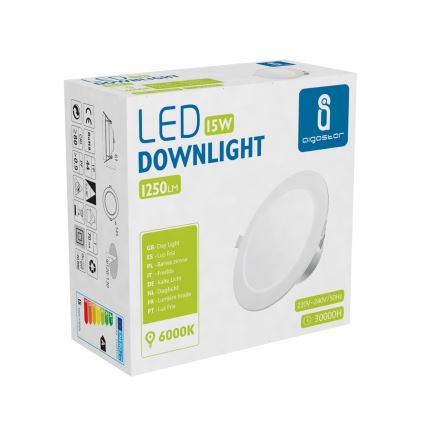 Aigostar - LED Ugradbena svjetiljka za kupaonicu LED/15W/230V 6000K IP44 pr. 14,5 cm bijela