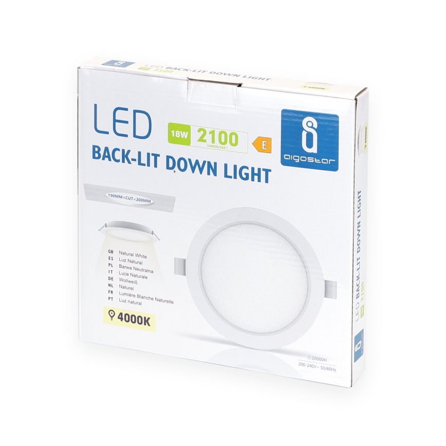 Aigostar - LED Ugradbena svjetiljka LED/18W/230V 4000K pr. 22 cm bijela