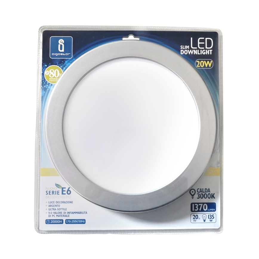 Aigostar - LED Ugradbena svjetiljka ULTRATHIN LED/20W/230V 3000K mat krom