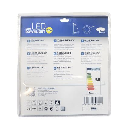 Aigostar - LED Ugradbena svjetiljka ULTRATHIN LED/20W/230V 3000K mat krom
