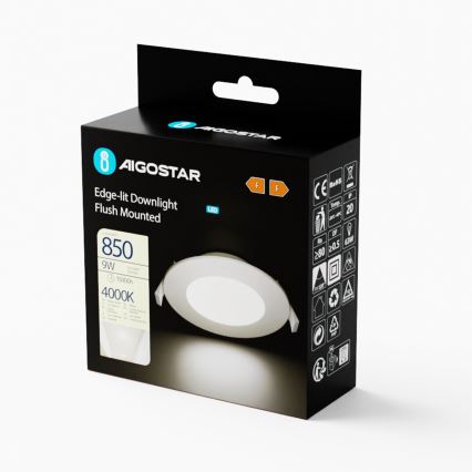 Aigostar - LED Ugradbena svjetiljka ULTRATHIN LED/9W/230V 4000K bijela