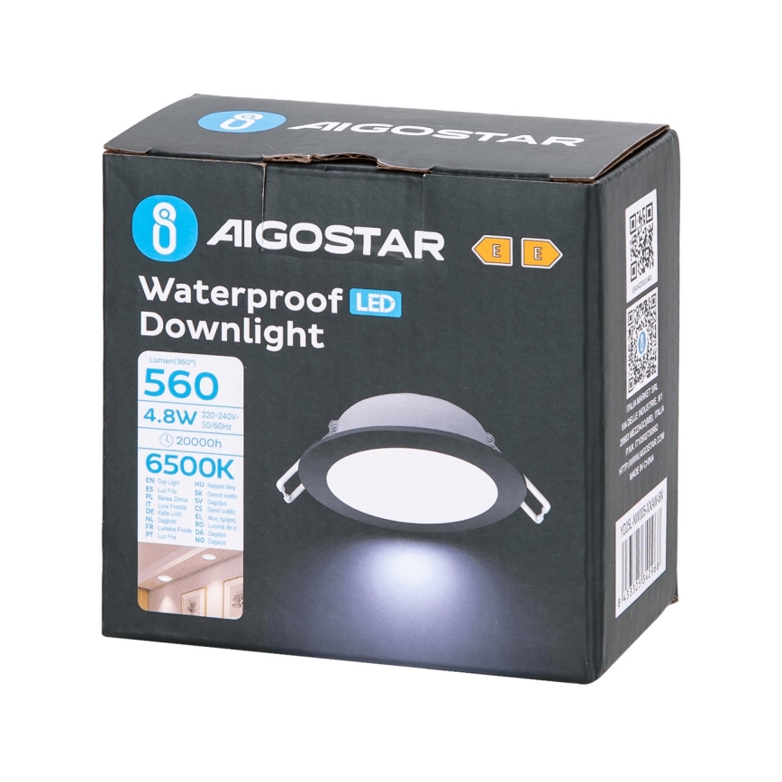 Aigostar - LED Ugradbena svjetiljka za kupaonicu LED/4,8W/230V 6500K crna IP65