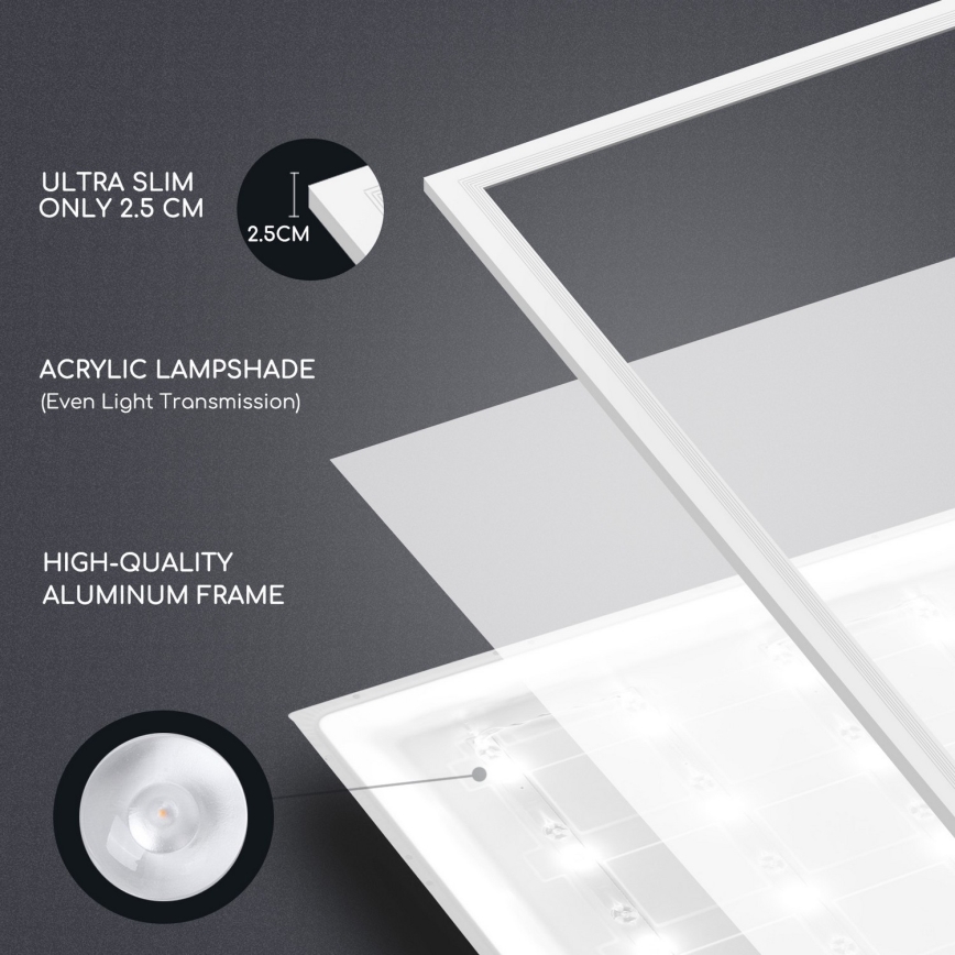 Aigostar - LED Ugradbeni panel LED/40W/230V 3000K/4000K/6500K 60x60cm bijela