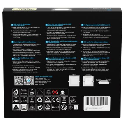 Aigostar - LED Ugradna svjetiljka LED/12W/230V 4000K 17,5x17,5 cm bijela