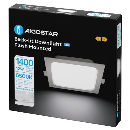 Aigostar - LED Ugradna svjetiljka LED/12W/230V 6500K 17,5x17,5 cm bijela