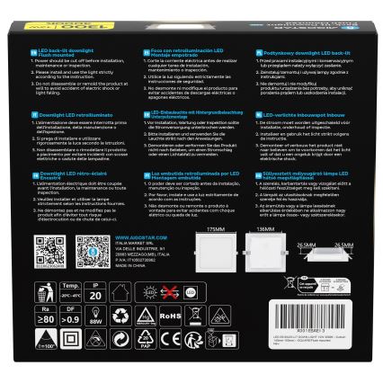 Aigostar - LED ugradno svjetlo LED/12W/230V 3000K 17,5x17,5 cm bijela