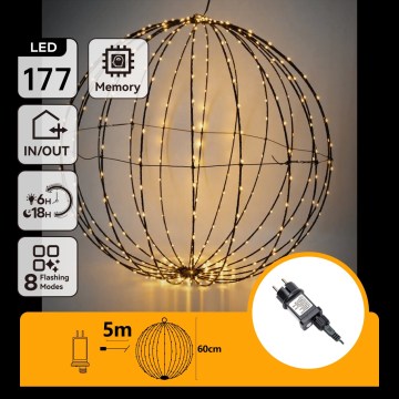 Aigostar - LED Vanjska božićna dekoracija 177xLED/3,6W/230V 60 cm IP44 topla bijela