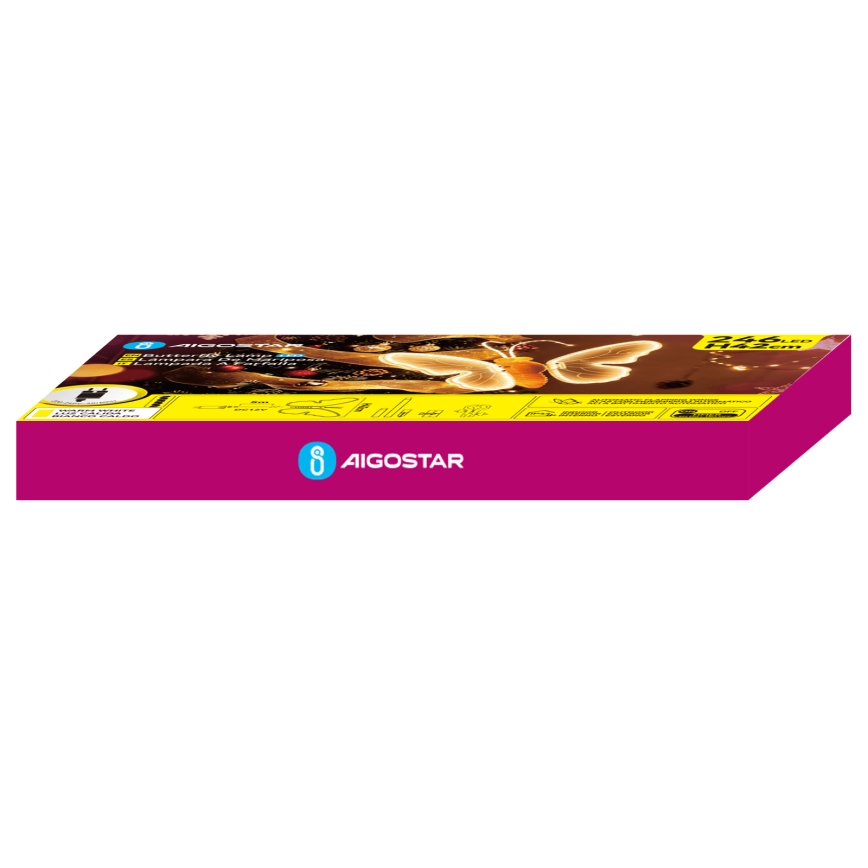 Aigostar - LED vanjska dekoracija 246xLED/9W/230V 42 cm IP44 leptir/višebojno