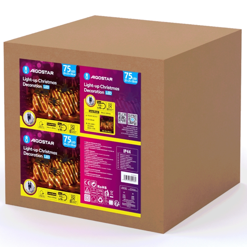 Aigostar- LED vanjska božićna dekoracija 3,6W/31/230V 2700K 20/25/30cm IP44 pokloni