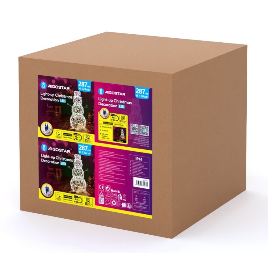 Aigostar - LED vanjska božićna dekoracija 3,6W/31/230V 2700K 120 cm IP44 snjegović