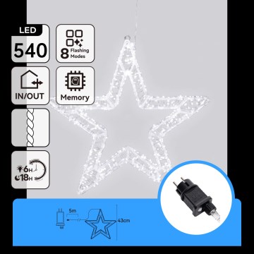 Aigostar - LED vanjska božićna dekoracija 540xLED/6W/230V 43 cm IP44 hladno bijela pahuljica