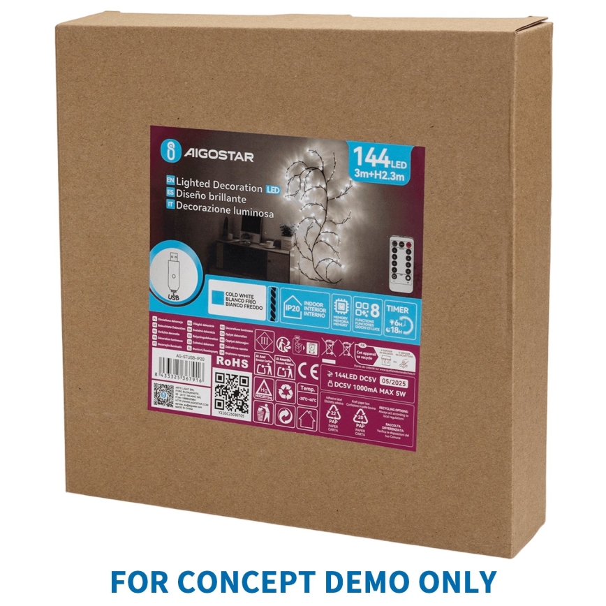Aigostar - LED vanjska božićna dekoracija 540xLED/6W/230V IP44 topla bijela 45 cm krug