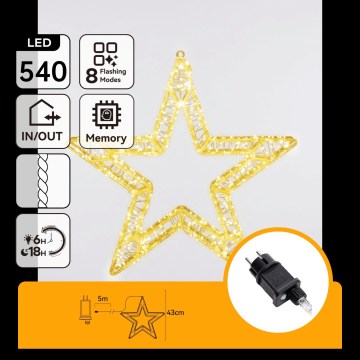 Aigostar - LED Vanjska božićna dekoracija 540xLED/6W/230V IP44 topla bijela 45cm zvijezda