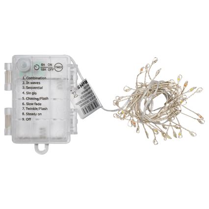 Aigostar - LED vanjska božićna girlanda 50xLED/8 funkcija 3xAA 1,8m IP44 višebojna