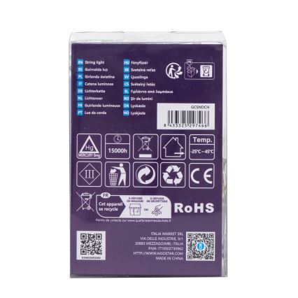 Aigostar - LED Vanjska božićna girlanda 100xLED/8 funkcija 3xAA 10,3m IP44 višebojna