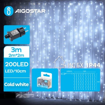 Aigostar - LED vanjska božićna svjetlosna lanac 200xLED/8 funkcija 5x2m IP44 hladno bijela