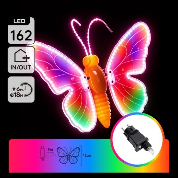 Aigostar - LED vanjska dekoracija 162xLED 42 cm IP44 leptir/višebojno