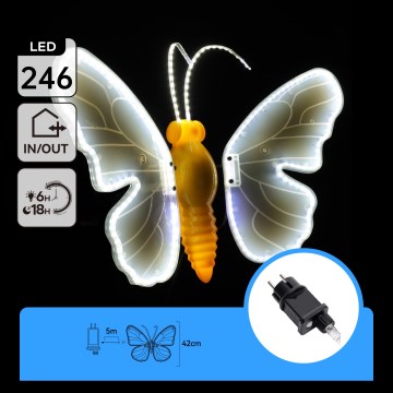 Aigostar - LED vanjska dekoracija 246xLED/9W/230V 42 cm IP44 leptir/hladna bijela