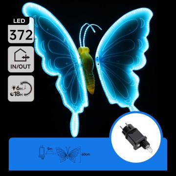 Aigostar - LED vanjska dekoracija 372xLED 60 cm IP44 leptir/plava
