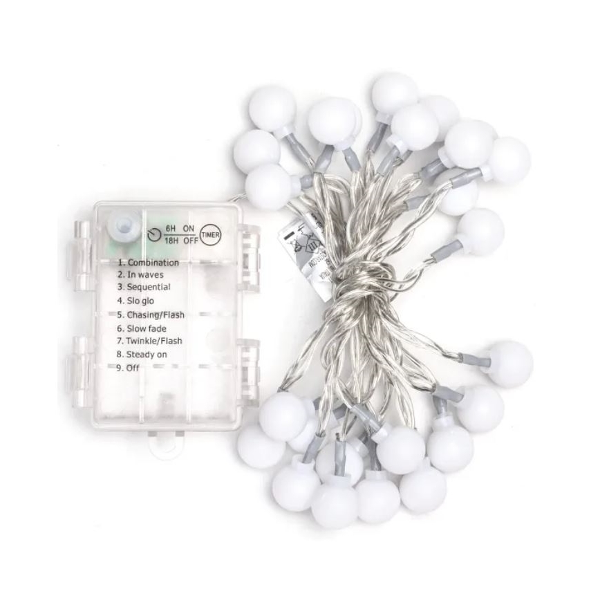 Aigostar - LED vanjski božićni niz 25xLED/3xAA/8 funkcija 2,8 m IP44 hladno bijela