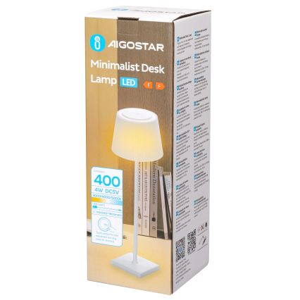 Aigostar - LED Vanjska prigušiva punjiva stolna lampa LED/4W/5V 3600mAh bijela IP54
