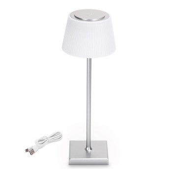 Aigostar - LED Vanjska prigušiva punjiva stolna lampa LED/4W/5V 3600mAh bijela/mat krom IP54
