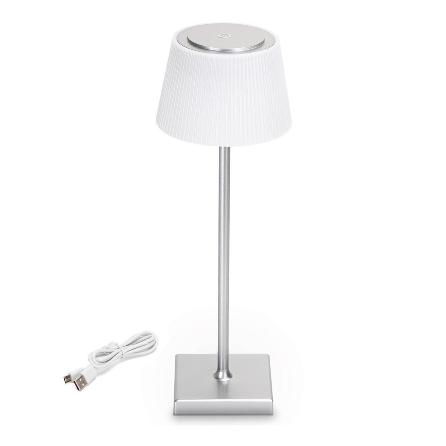 Aigostar - LED Vanjska prigušiva punjiva stolna lampa LED/4W/5V 3600mAh bijela/mat krom IP54