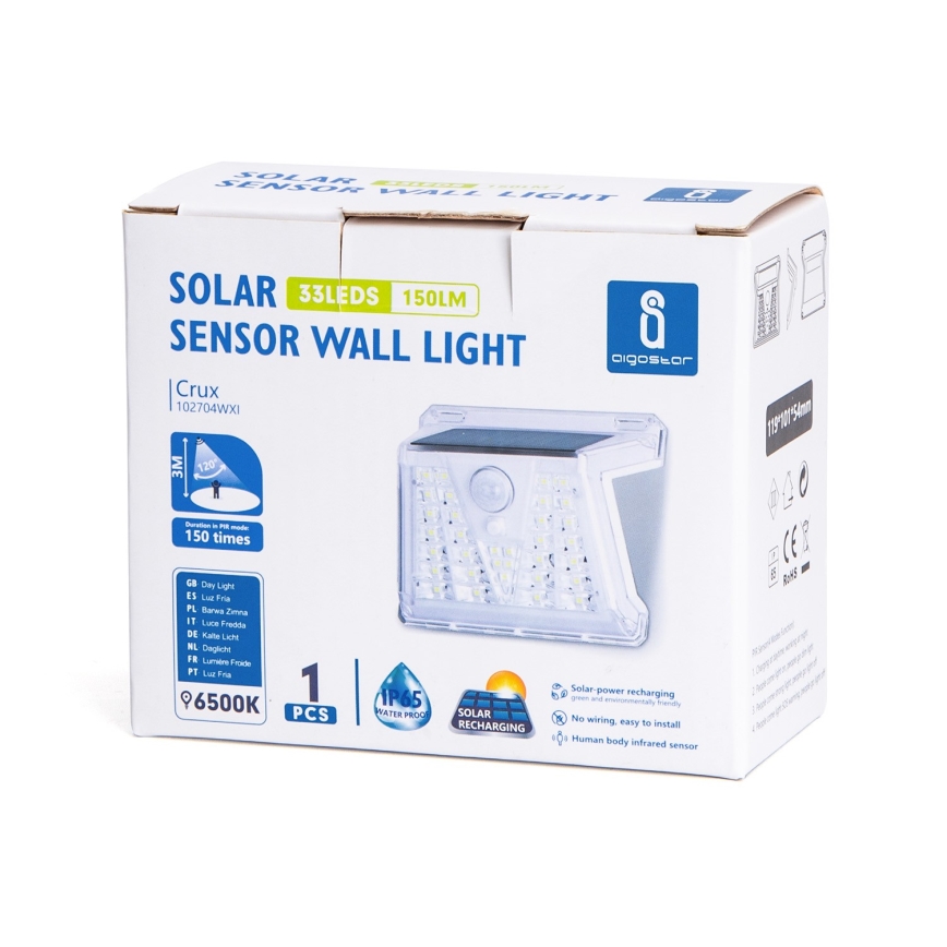 Aigostar - LED Vanjska solarna svjetiljka sa senzorom LED/1,48W/3,7V IP65 1200 mAh